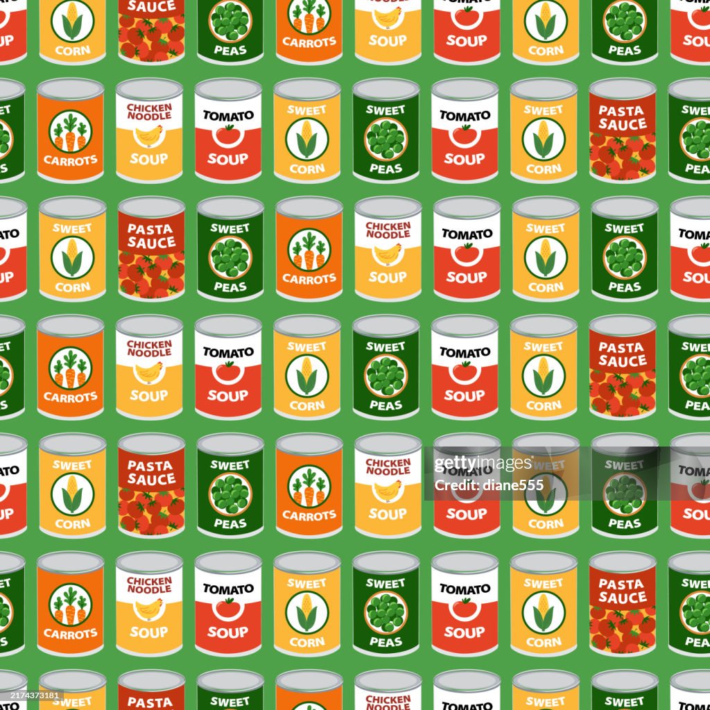 Canned Foods Seamless Pattern