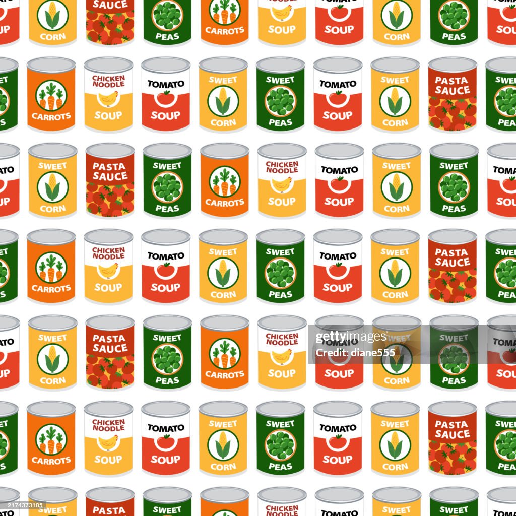 Canned Foods Seamless Pattern
