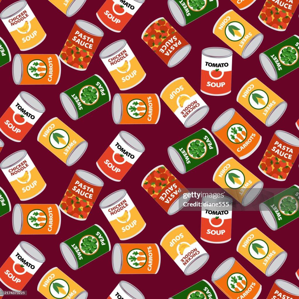 Canned Foods Seamless Pattern
