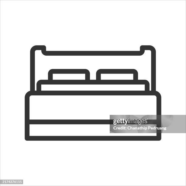 bed icon on white background. editable stroke. pixel perfect. for mobile and web. outline vector graphics. stock illustration hotel, sleeping - white mattress stock illustrations