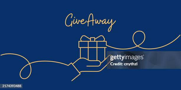 kontinuierliche strichzeichnung des giveaway-symbols. handgezeichnete symbol-vektor-illustration. - geburtstagsgeschenk stock-grafiken, -clipart, -cartoons und -symbole