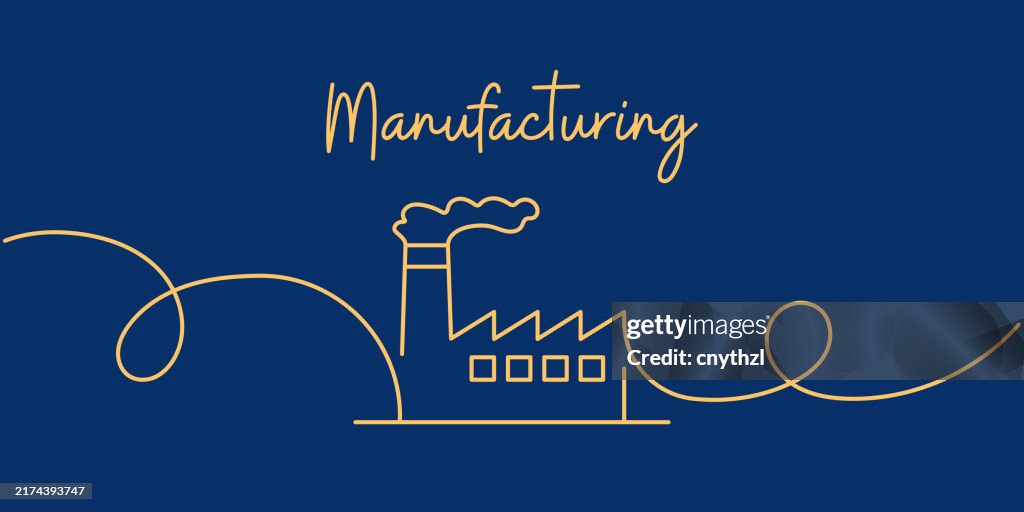 Manufacturing Line Creativity Continuous Line Drawing Of Manufacturing Concept Hand Drawn Symbol ...