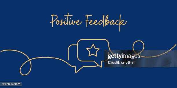 continuous line drawing of positive feedback concept. hand drawn symbol vector illustration. - positive feedback stock illustrations