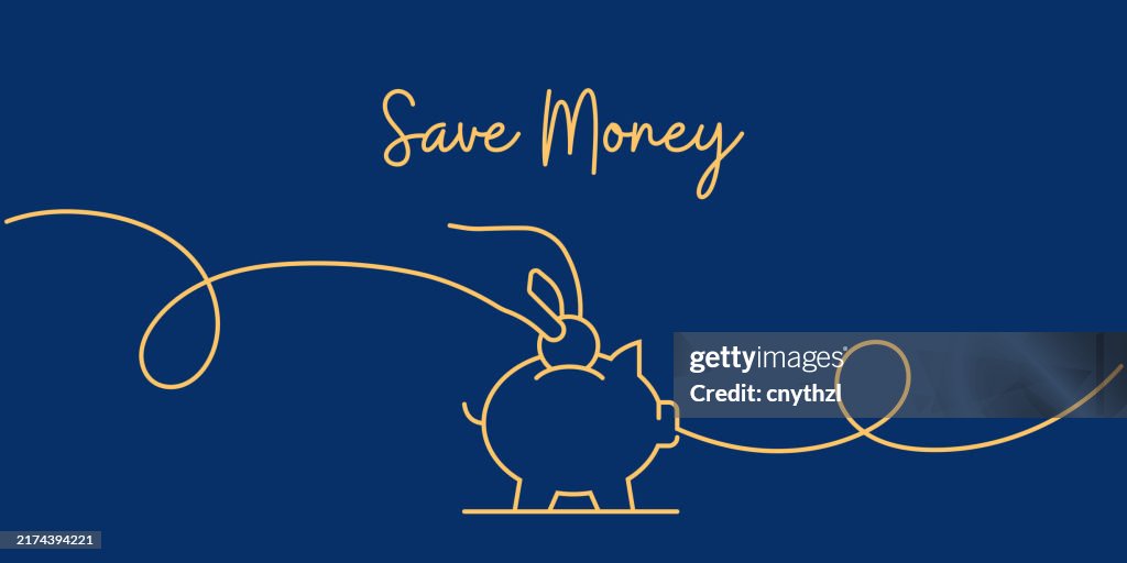 Save Line Drawing Continuous Line Drawing Of Save Money Concept Hand Drawn Symbol Vector ...