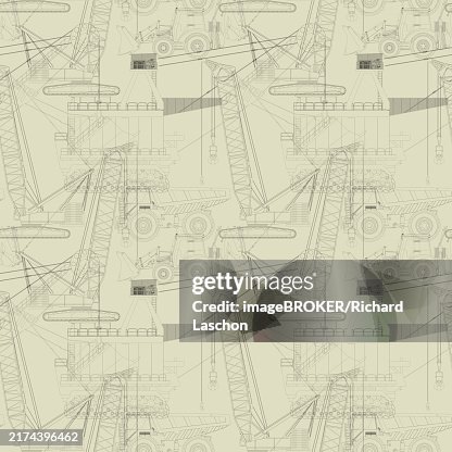 Heavy machinery, construction and mining vehicles pattern Heavy machinery, construction and mining vehicles pattern