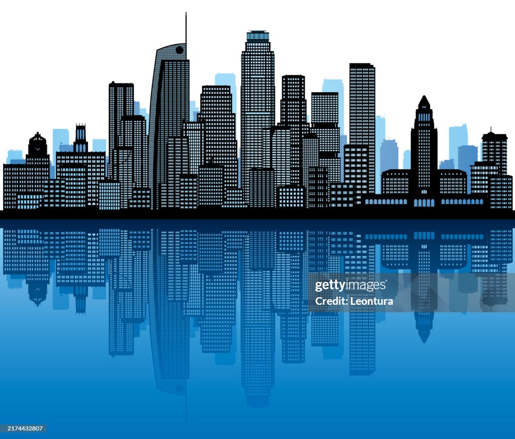 Los Angeles Skyline Silhouette (All Buildings Are Complete and Moveable)
