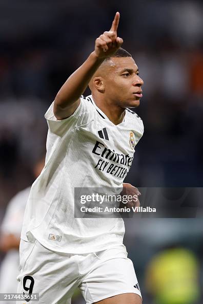 Mbbappe Real Kylian Mbappe player of Real Madrid celebrates after scoring 2-0 ...