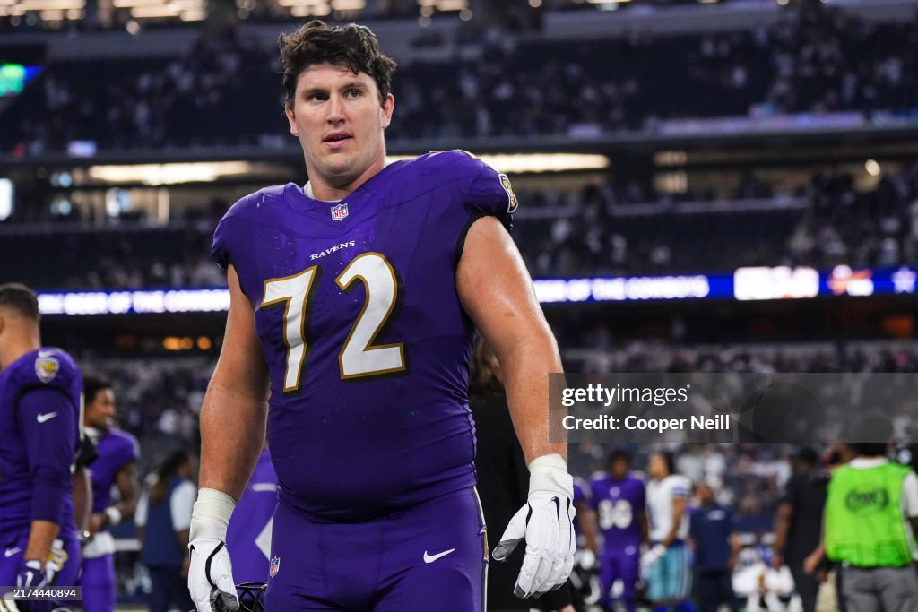 Andrew Raphael Ravens Andrew Vorhees of the Baltimore Ravens walks off of the field after ...
