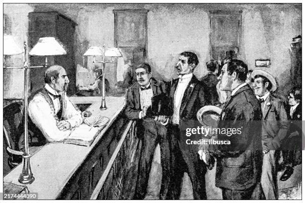 antique image: counter - reception counter stock illustrations