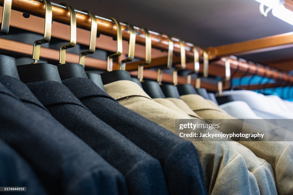 Suit rack in the wardrobe