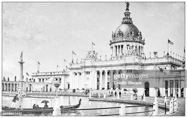 Antique Image Transmississippi Exposition United States Government Building High-Res Vector Graphic