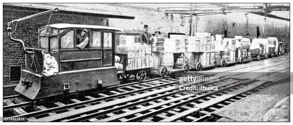 Antique image: Food industry, meat slaughterhouse
