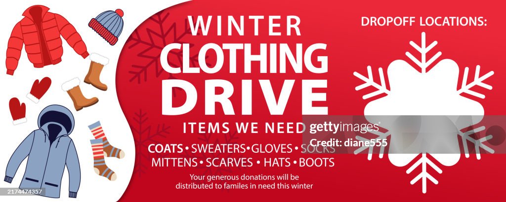 Winter Clothing Donation Web Banner Template.