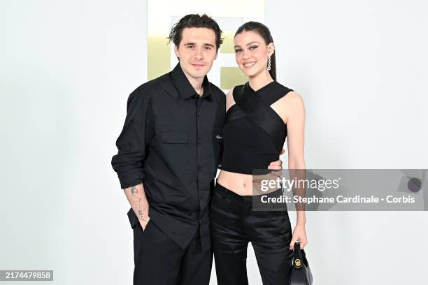 Brooklyn Beckham and Nicola Peltz attend the Balmain Womenswear Spring-Summer 2025 show as part of Paris Fashion Week on September 25, 2024 in Paris,...