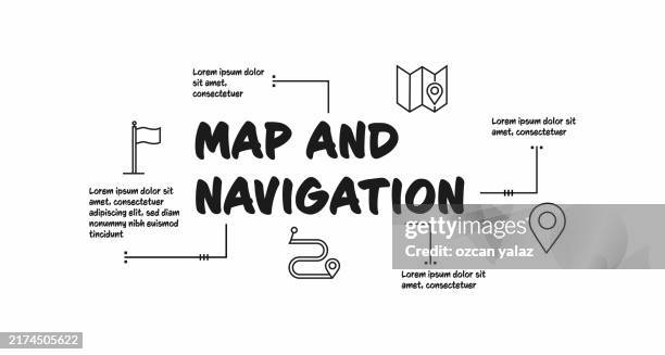 map and navigation thin line vector design. the design is editable and the color can be changed. vector set of creativity icons: navigation , map , gps , location , address - cell signaling pathway stock illustrations