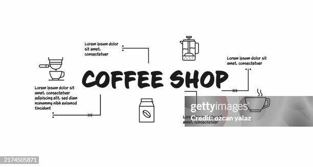 coffee shop concept, line style vector illustration. - drinking tea stock illustrations