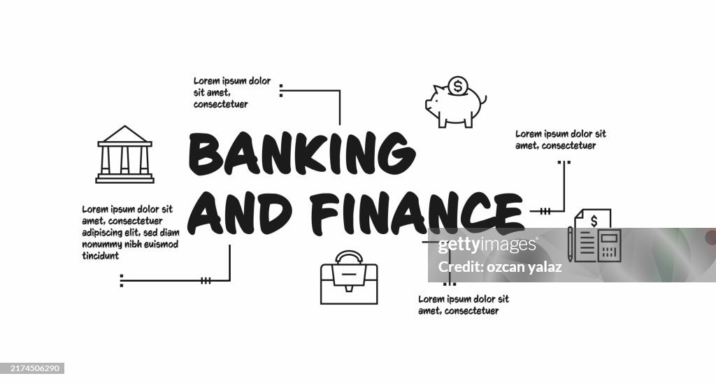 Bank Financing Visual Banking And Finance Concept Line Style Vector Illustration High-Res ...