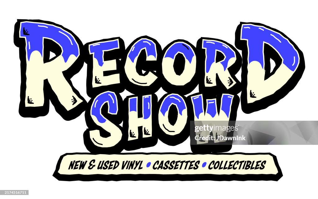 Record Text Design Retro Record Show Comic Book Style Text Design On White Background High ...