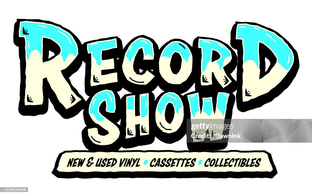 Record Text Design Retro Record Show Comic Book Style Text Design On White Background High ...