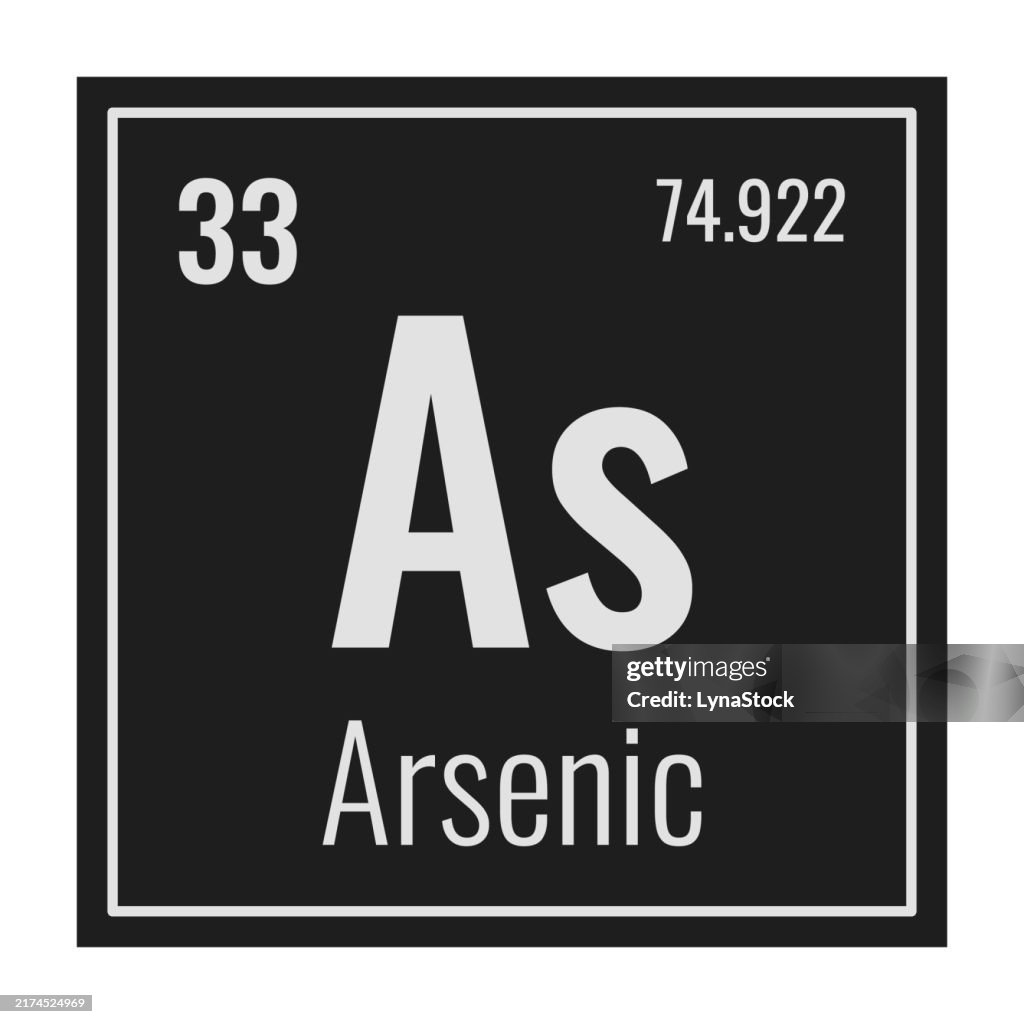 Arsenic symbol. Chemical element of the periodic table. Vector illustration isolated on white background. Glass sign.