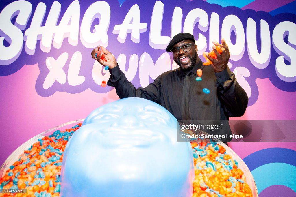 Shaquille O'Neal Celebrates The Launch Of Shaq-A-Licious XL Gummies At Hershey's Chocolate World