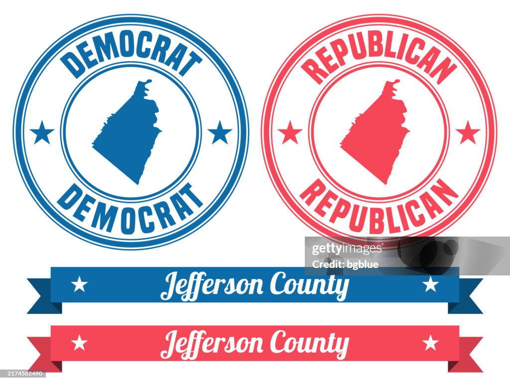 Jefferson County, West Virginia. Map on rubber stamp with banner