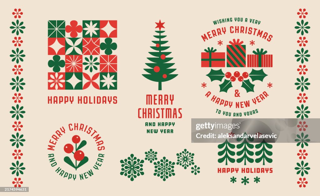 Collection of Holiday Christmas Labels