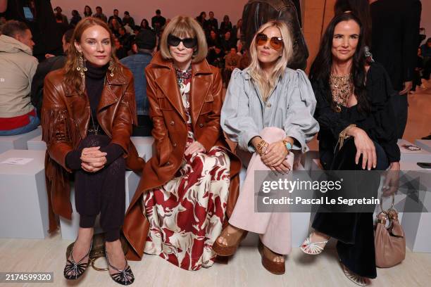 Diane Kruger, Anna Wintour, Sienna Miller and Juliette Lewis attend the Chloé Womenswear Spring-Summer 2025 show as part of Paris Fashion Week on...