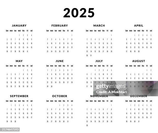 ilustraciones, imágenes clip art, dibujos animados e iconos de stock de calendario 2025. - acontecimiento anual