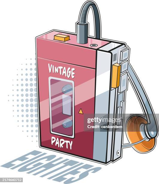 ilustrações de stock, clip art, desenhos animados e ícones de walkman - leitor de cd portátil