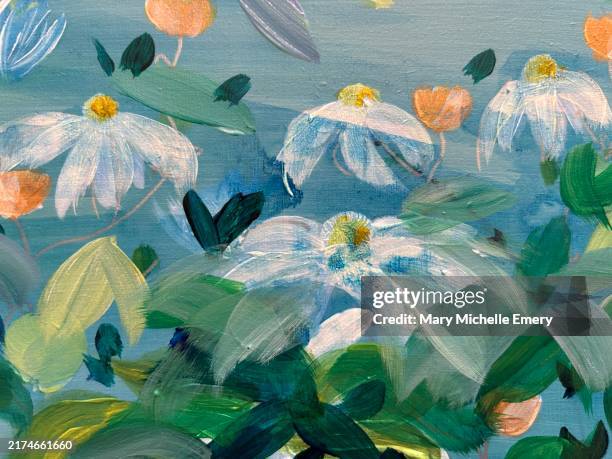 impressionist daisies - impressionism art stock illustrations