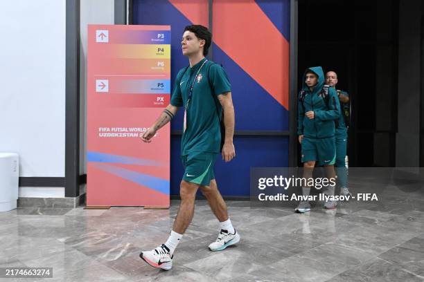 Afonso of Portugal arrives at the arena prior to the FIFA Futsal World Cup Uzbekistan 2024 match between Portugal and Kazakhstan at And Sport Complex...