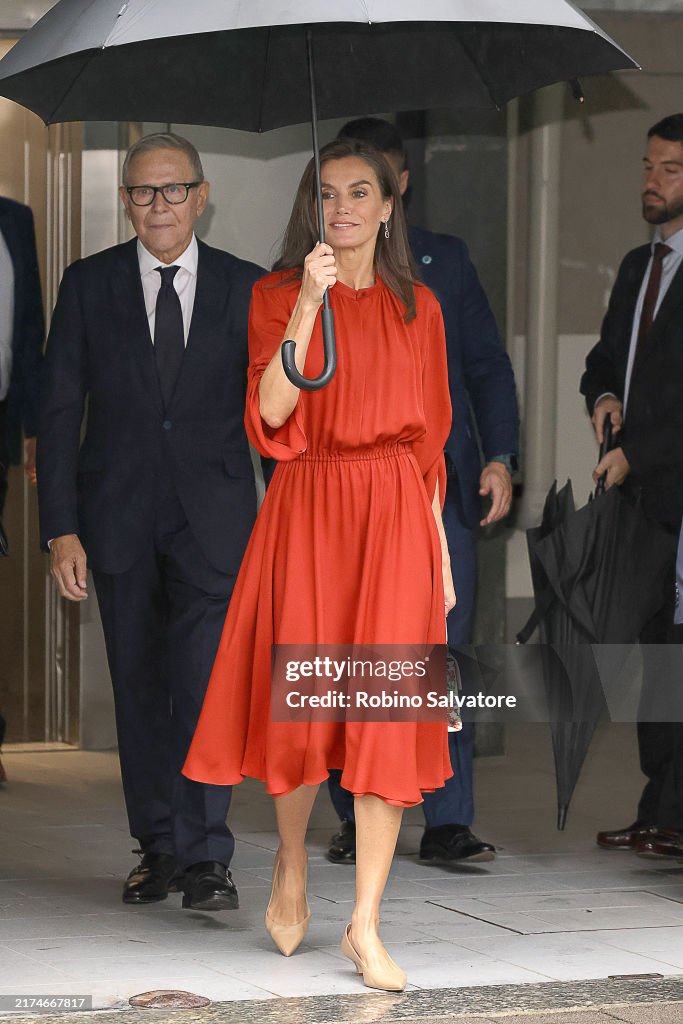 Queen Letizia of Spain Attends "World Cancer Research Day" Event In Milan