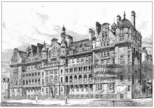 stockillustraties, clipart, cartoons en iconen met 19th century architecture: clarence memorial wing, st mary's hospital, paddington - st marys hospital paddington