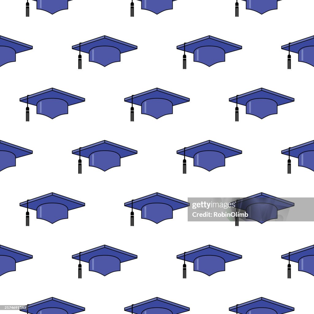 Blue Graduation Pattern Blue Graduation Caps Seamless Pattern High-Res Vector Graphic - Getty ...