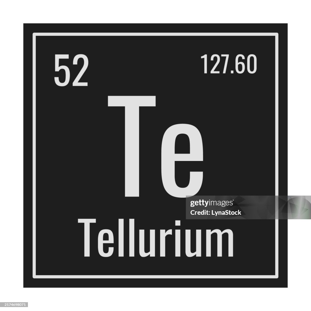 Tellurium symbol. Chemical element of the periodic table. Vector illustration isolated on white background. Glass sign.