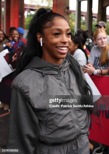 Lay Lay Johnson Alaysha Johnson of the United States arrives at the Athlos NYC at ...