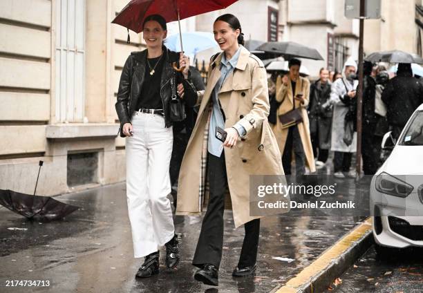 Models are seen outside the Uma Wang show during Womenswear Spring/Summer 2025 as part of Paris Fashion Week on September 26, 2024 in Paris, France.