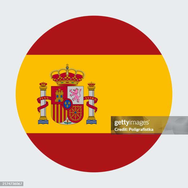 vektor rundes symbol - flagge von spanien - spanische flagge stock-grafiken, -clipart, -cartoons und -symbole