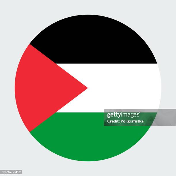stockillustraties, clipart, cartoons en iconen met vector round icon - flag of palestine - palestijnse vlag