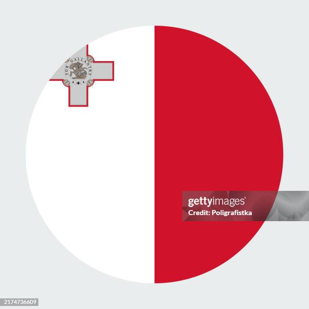 illustrazioni stock, clip art, cartoni animati e icone di tendenza di icona rotonda vettoriale - bandiera di malta - maltese