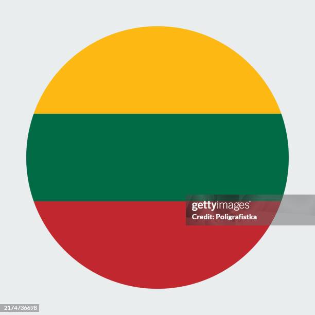 vector round icon - flag of lithuania - lithuania stock illustrations