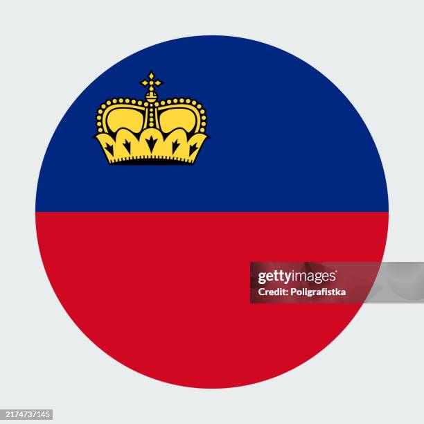 ilustraciones, imágenes clip art, dibujos animados e iconos de stock de icono redondo vectorial - bandera de liechtenstein - lichtenstein