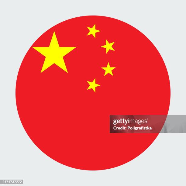 stockillustraties, clipart, cartoons en iconen met vector round icon - flag of china - chinese vlag