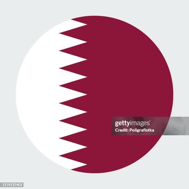 vector round icon - flag of qatar - qatari flag stock illustrations
