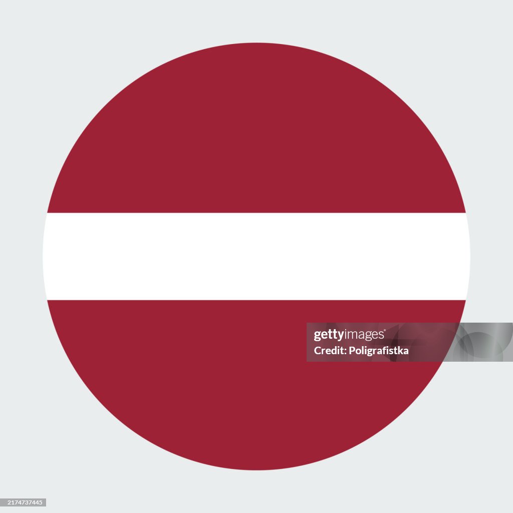 Icono redondo vectorial - bandera de Letonia