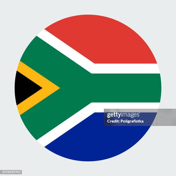 vector round icon - flag of south africa - south african flag stock illustrations