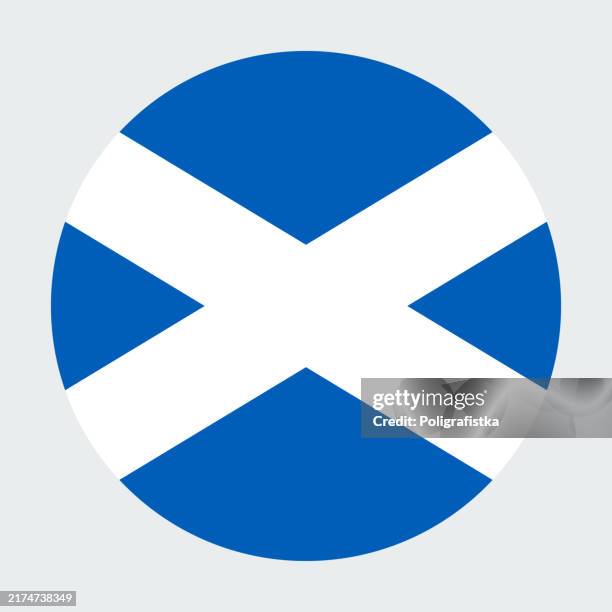 vector round icon - flag of scotland - st-andrews-cross stock illustrations