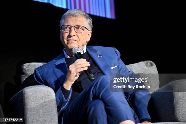 Bill Gates speaks onstage for a special conversation during "What’s Next? The Future With Bill Gates"at The Paris Theater on September 26, 2024 in...