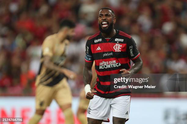 Gerson Santos of Flamengo reacts during the match between Flamengo and Athletico Paranaense as part of Brasileirao 2024 at Maracana Stadium on...